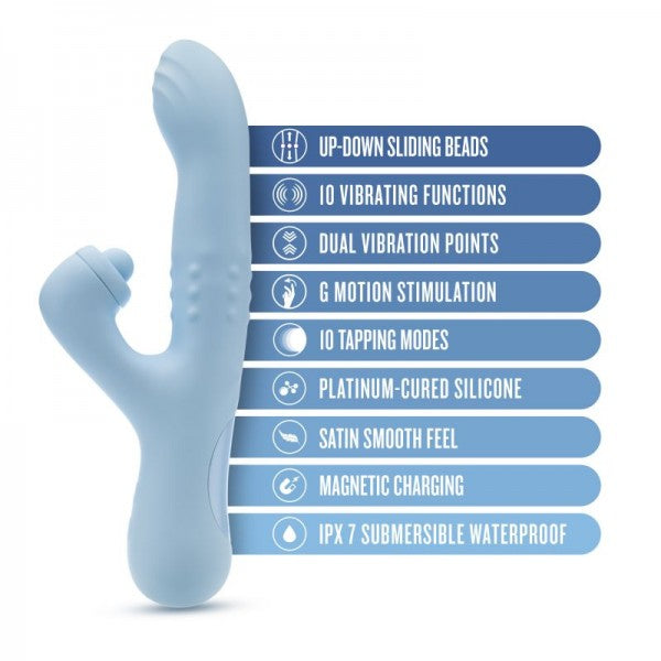 Dual-Motion Rabbit Vibrator | G-Spot & Clitoral Dual Stimulator | 10-Speed Silky Silicone Vibe – Blue
